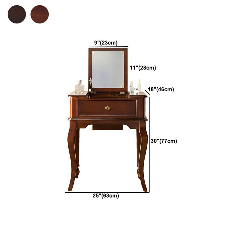 Traditions Rubberwood Vanity Set with Mirror 18.11" Wide Brown Vanity
