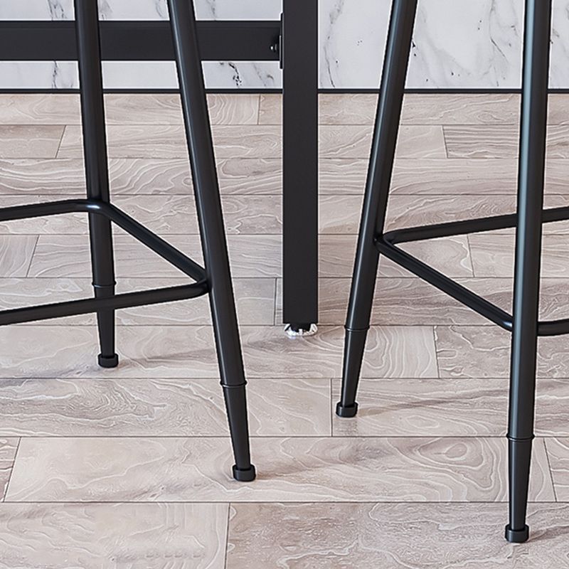 Modern Armless Backrest Counter Stool Iron Dining Room Bar Stool with Cushion