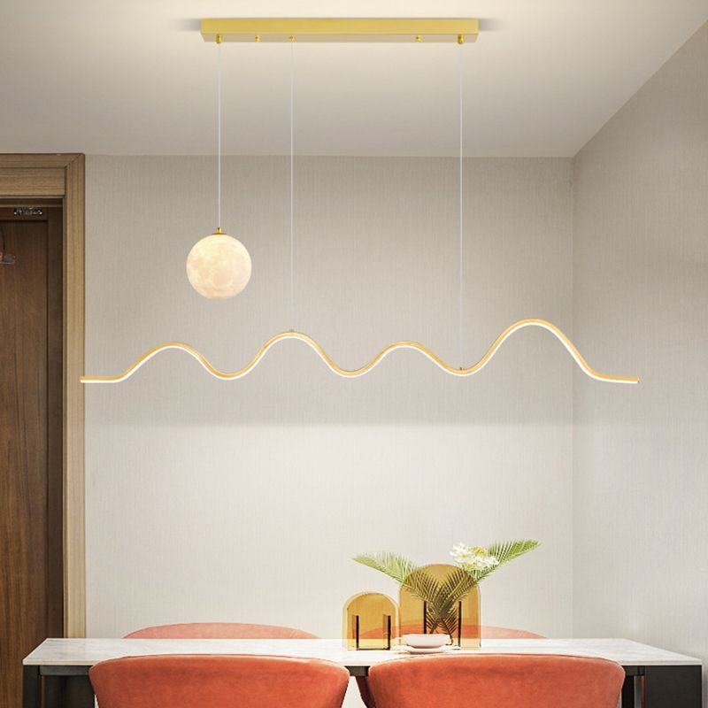 2-Light White/Black/Golden Modernism Kitchen Island Lighting Unique LED Ceiling Light