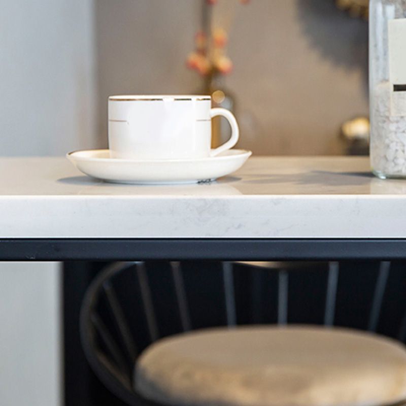 Industrial Bar Height Table White Faux Marble Top Bistro Pub Table for Patio Use