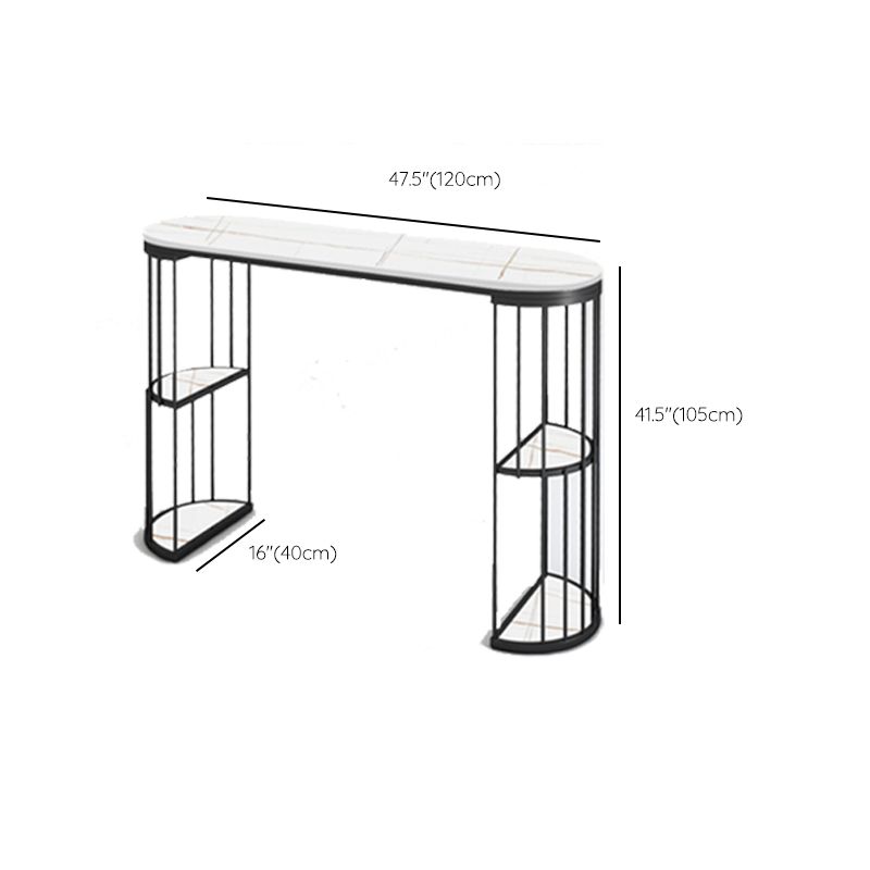 Glam Oval Bar Table Set 1/3 Pieces Stone Counter Table with Upholstered Stools