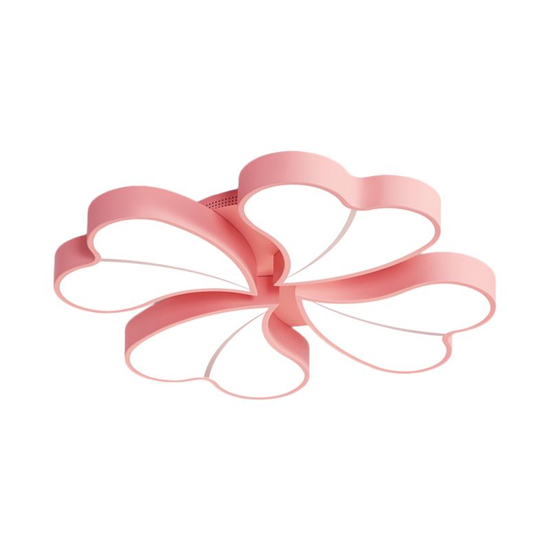 Iron Clover Flush Ceiling Light Macaron White/Blue/Pink LED Flush Mount with Acrylic Shade for Bedroom