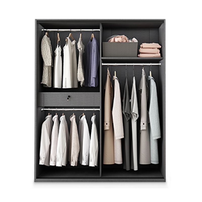 Modern Style Glass Wardrobe 1-Drawer Bedroom Wardrobe Closet