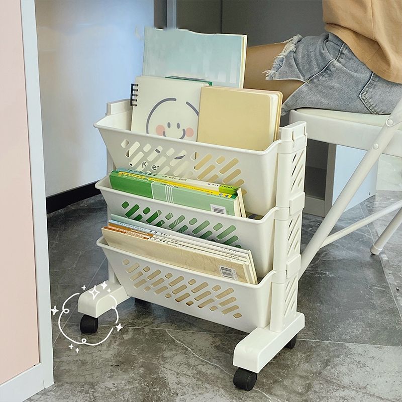 Modern & Contemporary Shelf Bookcase Plastic/Acrylic Bookshelf with Caster