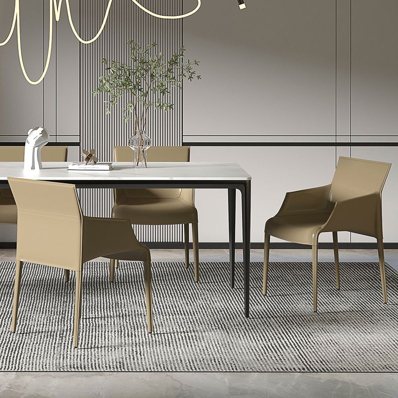 Silla de metal moderna para interiores y exteriores, silla de comedor con respaldo sólido y brazo
