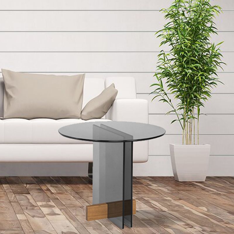 Contemporary Glass Top Abstract Round Living Room Side End Table