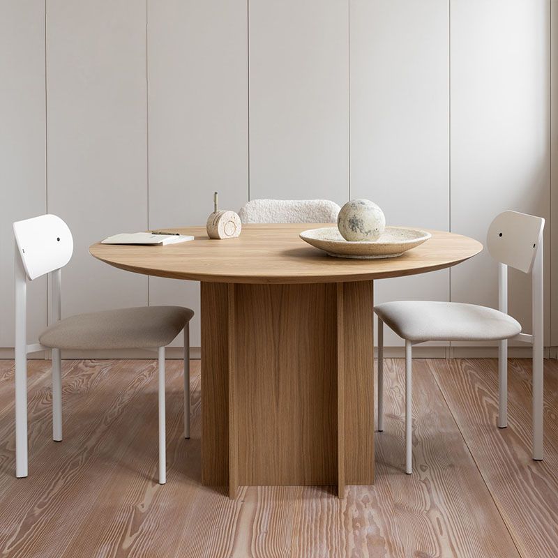 Modern Wood Pedestal Base Table Natural Round Dining Room Kitchen Table