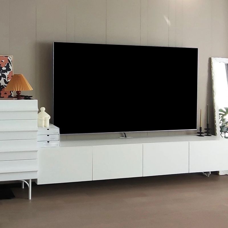 12 / 16 - Inch TV Console Faux Wood TV Console Stand With Cabinets / Drawers in White