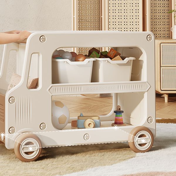 Modern Plastic Standard Kids Bookcase Open Back Bookcase with Wheels