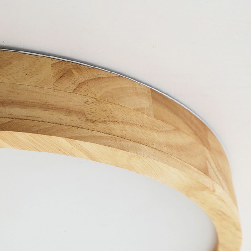 Plafonnier LED circulaire couleur rondin, plafonnier en bois de Style concis moderne avec abat-jour en acrylique