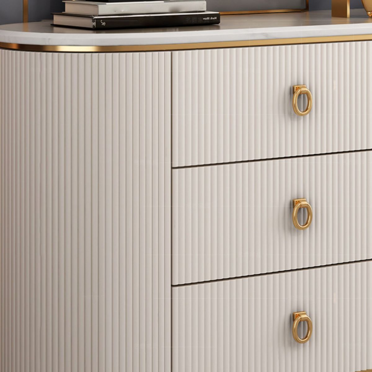 Glam Style Buffet Sideboard with Engineered Wood Drawers and Storage for Dining Room