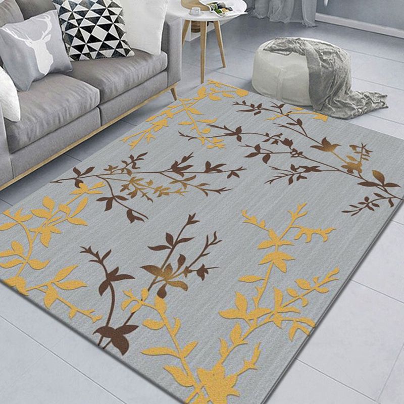 Trendy Floral Design Rug Modern Comfort Carpet Polyester Non-Slip Backing Rug for Home Decor