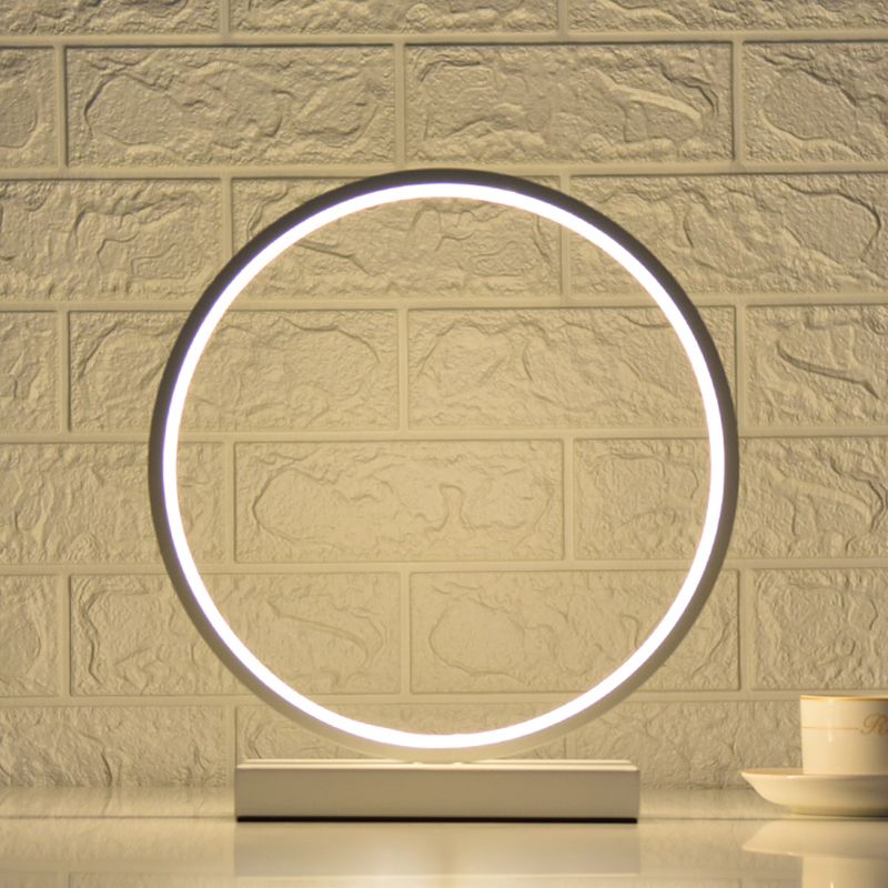 Linear Night Table Lamp Modern Style Metal 1 Light Nightstand Lamp in White