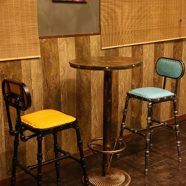 Industrial 1/2/3 Pieces Solid Wood Bar Table Set Round Bistro Set for Home Use