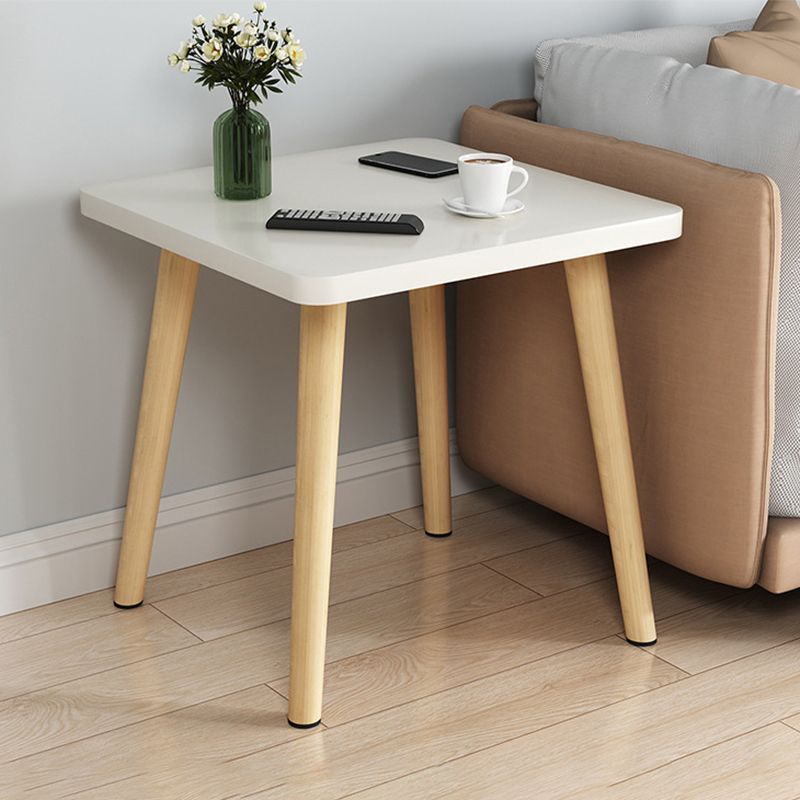 Scandinavian 16.5-inch Tall Wood Top End Table Square 4 Legs Side Table