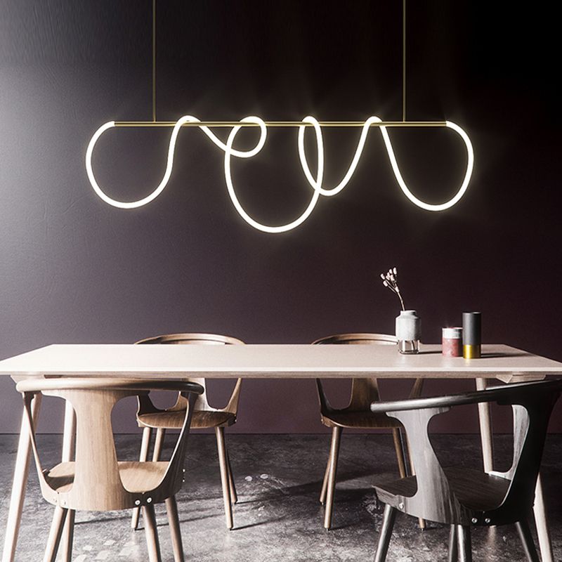 Lámpara colgante de restaurantes de 1 luz de la isla lineal moderna con sombra de gel de sílice