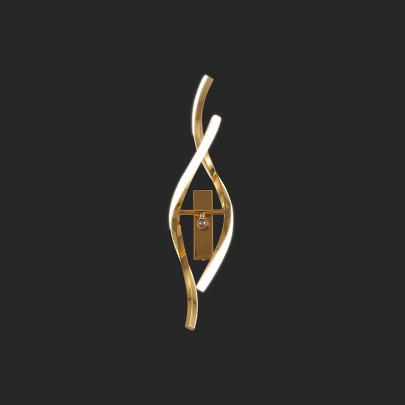 Linear Shade Metal Wall Sconce Modern Style 2 Lights Wall Mount Lighting in Gold