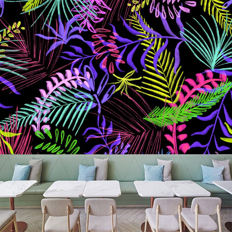 Mildew Resistant Ornamental Wall Mural Tropical Botanical Leaves Wall Covering for Accent Wall