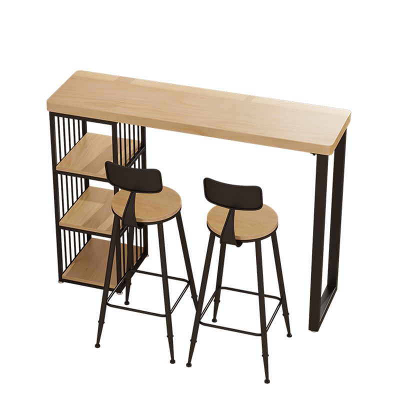 1/3 Pieces Modern Rectangular Pub Table Set Wooden Counter Table with High Stools