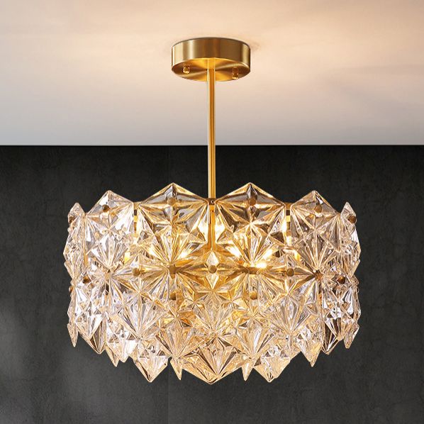 Snowflake Chandelier Light Fixture Vintage Clear Glass Pendant Lighting for Restaurant