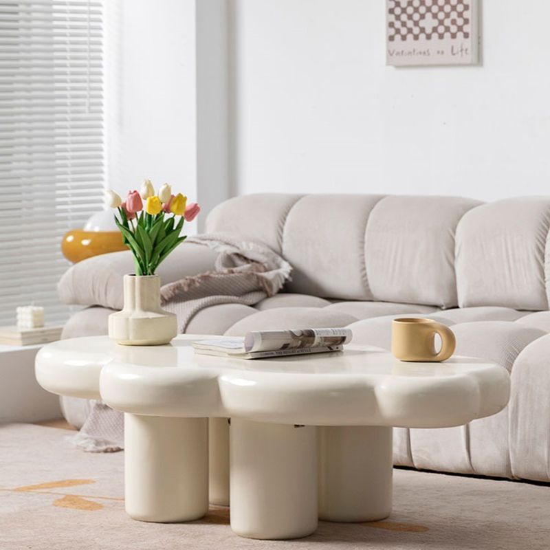 White Wooden Coffee Table 4 Legs Coffee Cocktail Table for Living Room