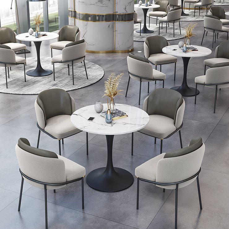 Contemporary Sintered Stone Dining Table Set Round 1/2/4/5 Pieces Dining Set