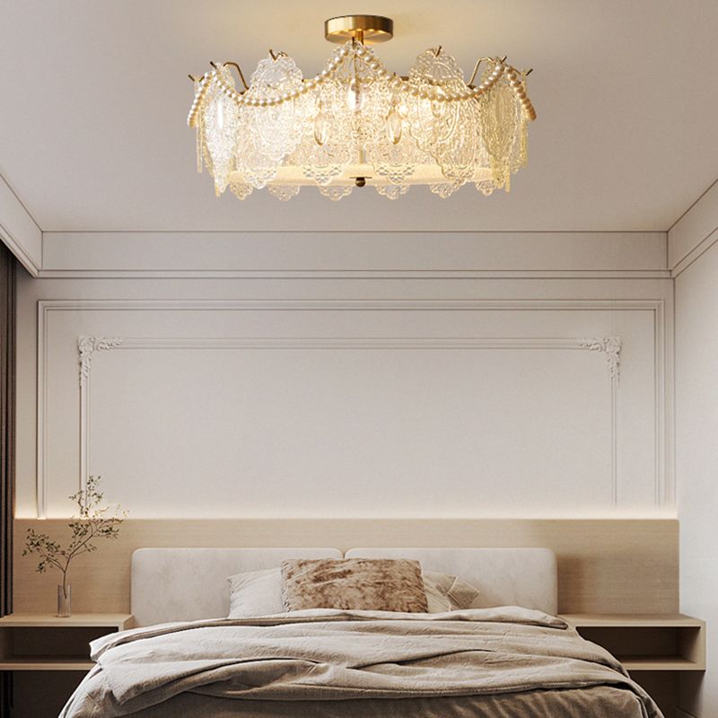 Contemporary Ceiling Light Glass Flush Mount Ceiling Light Fixture for Bedroom