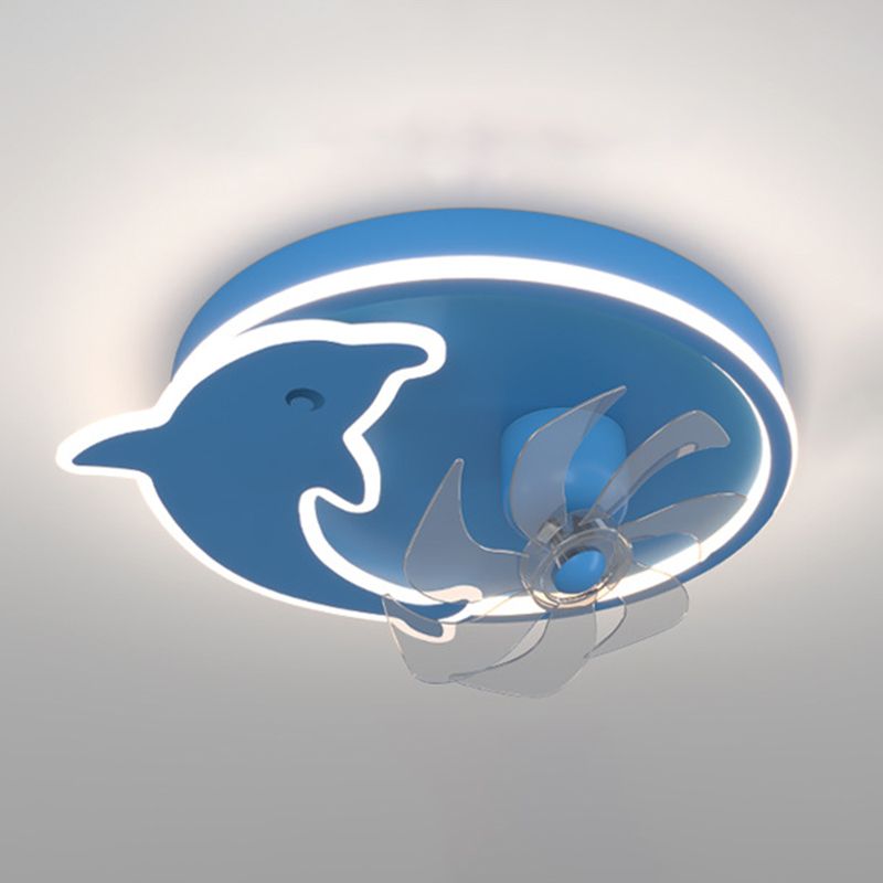 2 - Light LED Ceiling Fan Mount Blue / Pink Kids Style Ceiling Fan