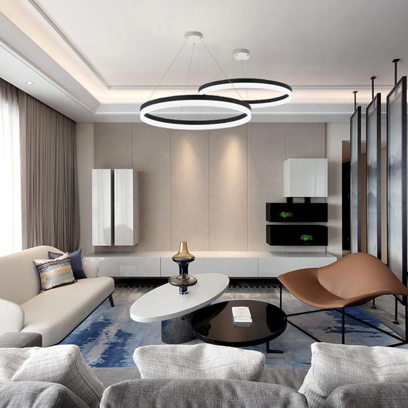 Single Tier Pendant Light Fixture Modern Circular Chandelier Lighting