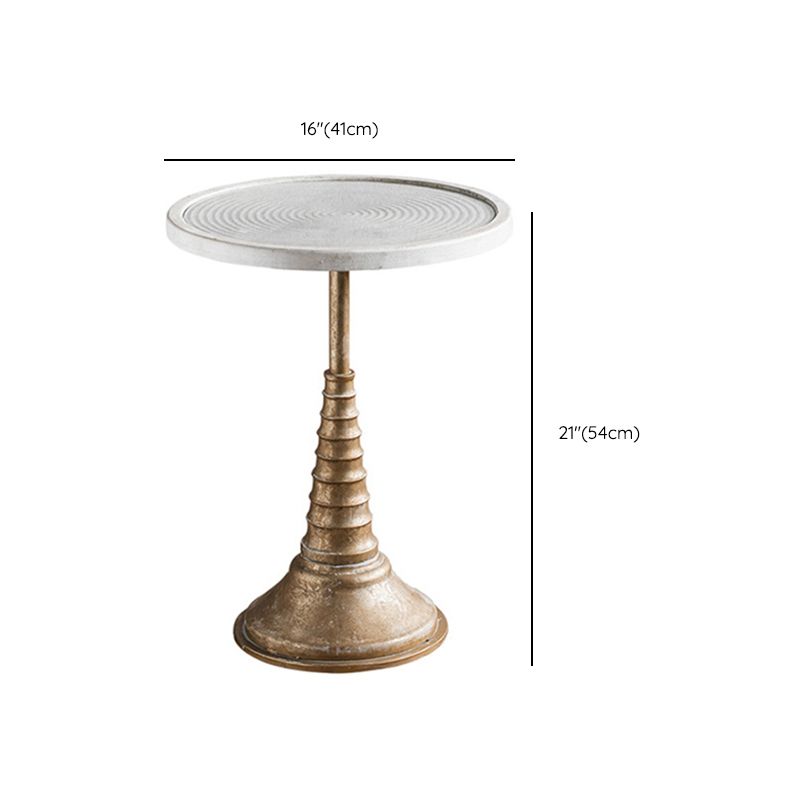 French Country Wood Round Top Side Table Distressed Iron Base End Table