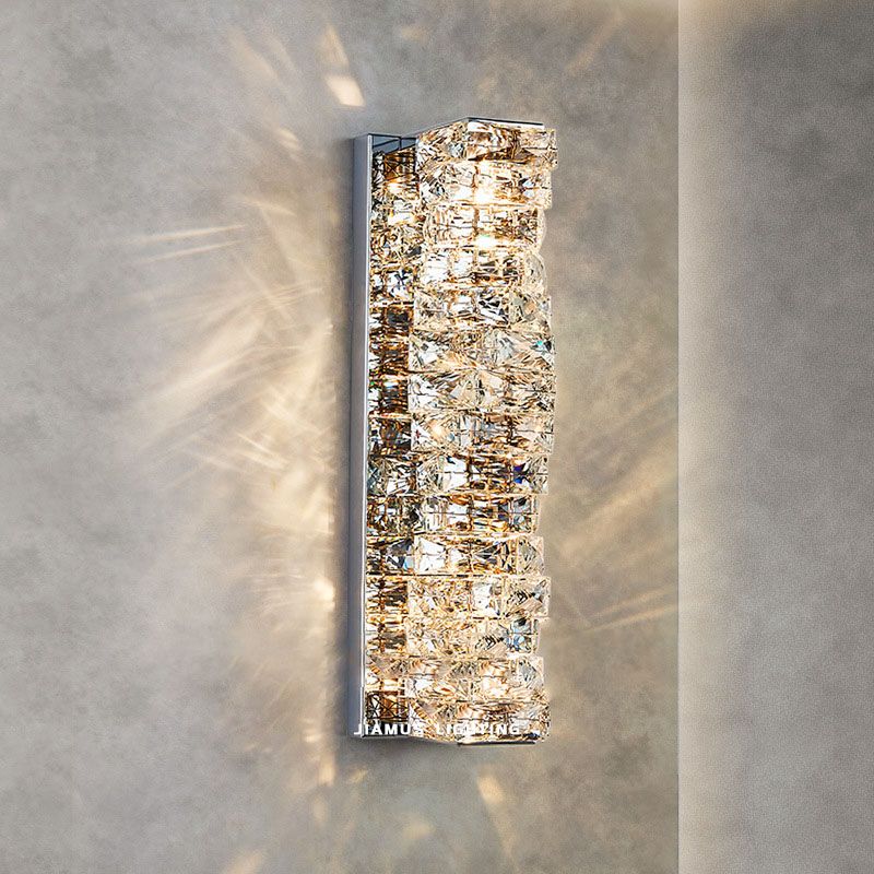 Modern Luxury LED Wall Sconce Crystal Rectangular Wall Lamp for Bedroom