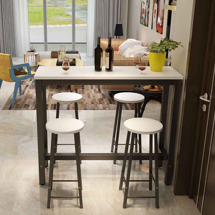 Modern Style Rectangle Bar Table Wood Bistro Bar Desk with Trestle Base