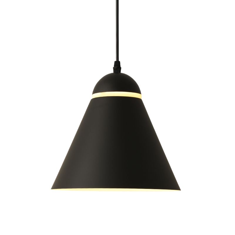 Sliced Cone Hanging Light Fixture Simplicity Metallic 1 Light Matte Black Drop Pendant