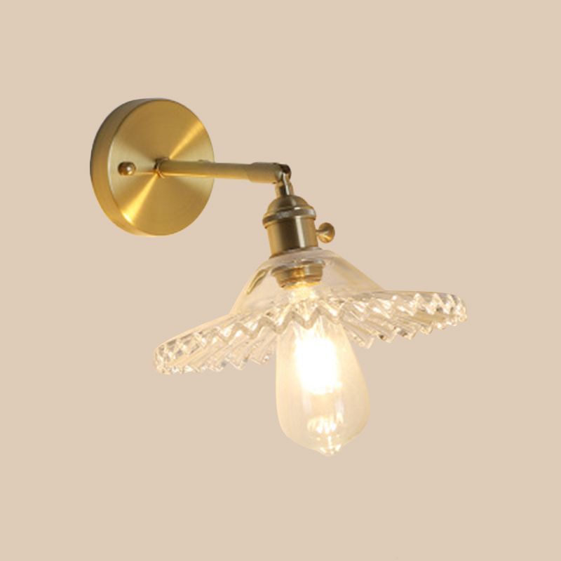 1 Libretto di funce di vetro chiaro chiaro in ottone industriale smerlato da soggiorno illuminazione