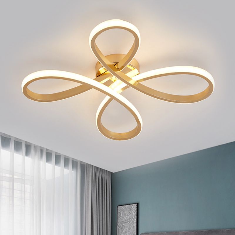 Chinois Knot Ceiling Flush Mount Modernism DEL Gold Semi Flush Lamp in Warm / White Light, 19.5 "/25.5" Wide