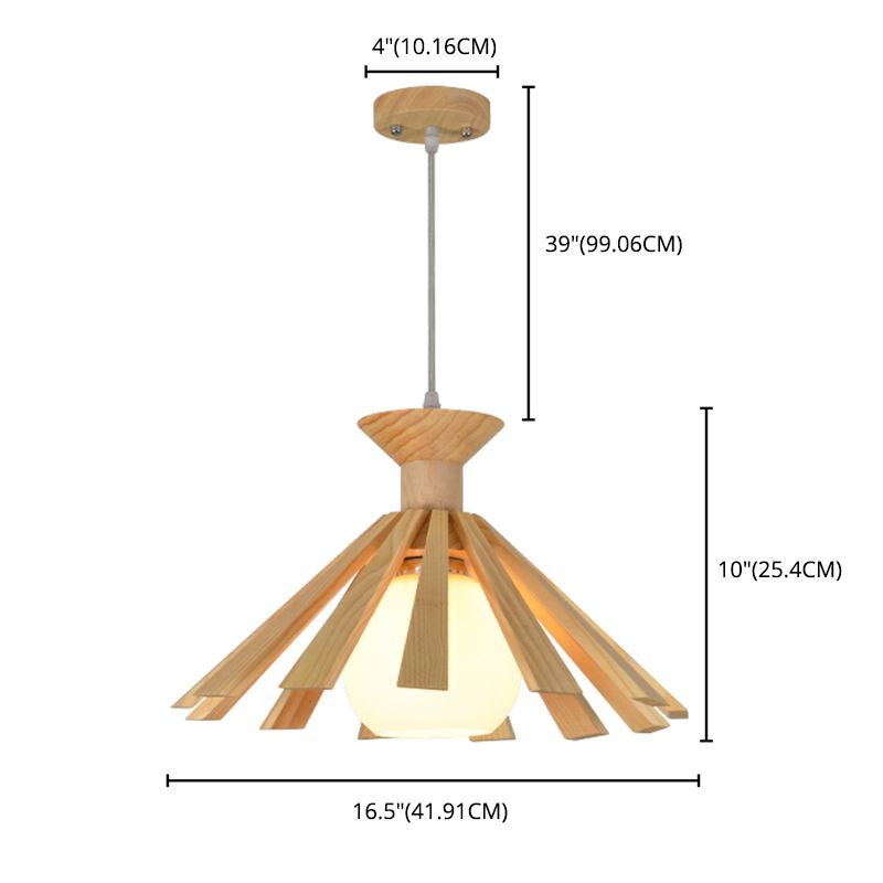 Kegelvormige eetkamer hangend plafondlicht houten Noordse stijl hanglamp lamp in hout in hout