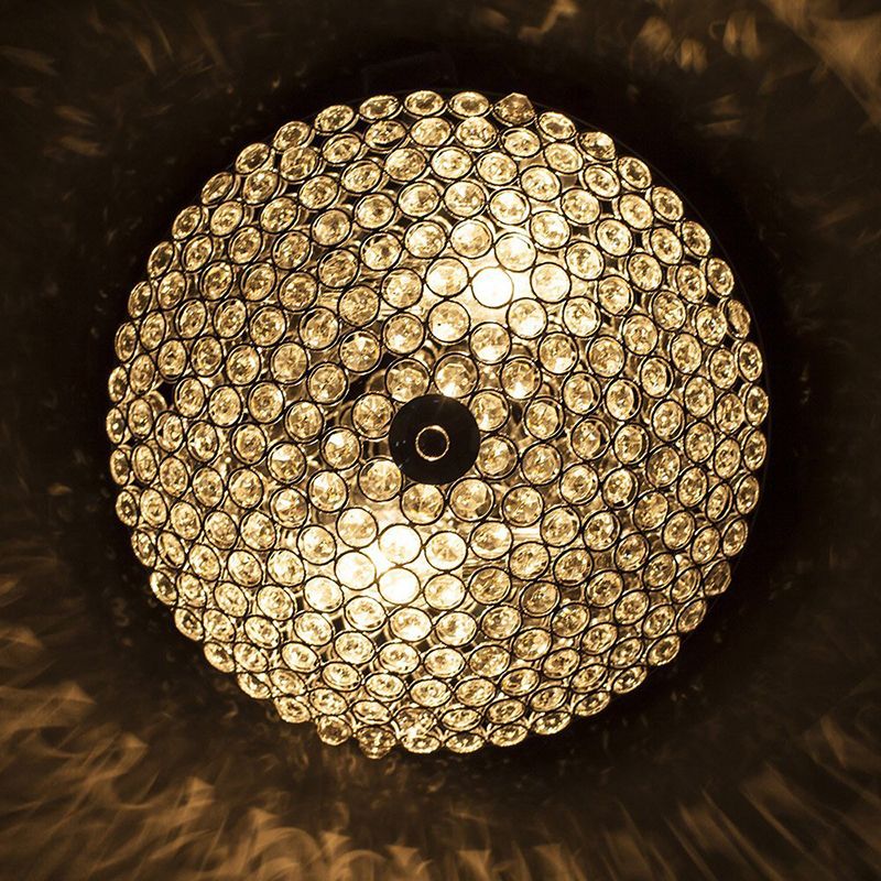 Minimalistische Schüssel-Deckenleuchte aus Kristall, 1 Glühbirne, Esszimmer-Unterputzleuchte in Chrom