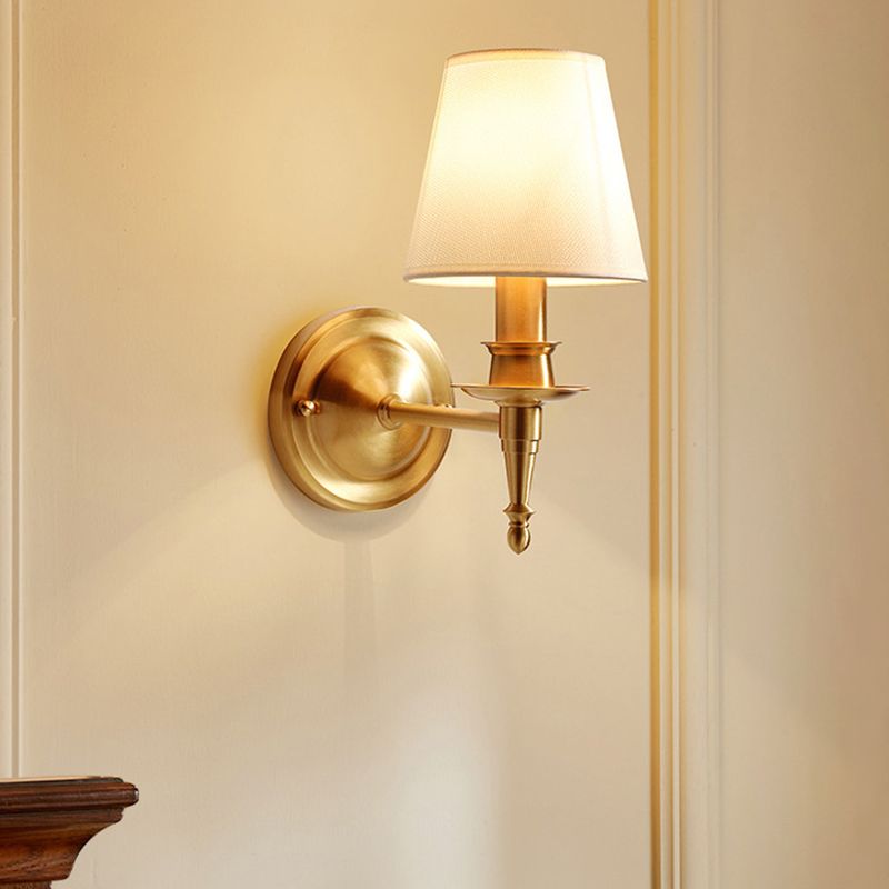 American Style Copper Wall Light Cylinder Shape Wall Lamp for Bedroom
