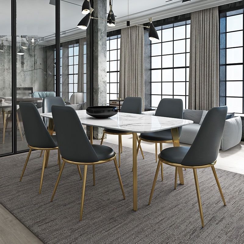 Silla sin brazos de comedor de metal Glam, silla lateral de comedor tapizada para uso doméstico