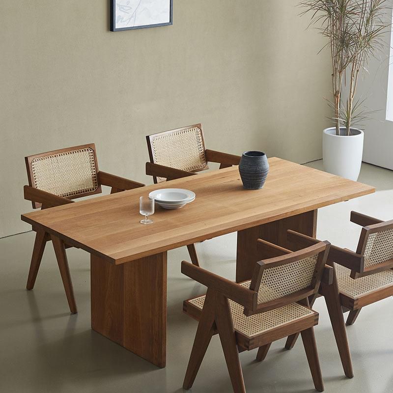 1/3/4/5 Pieces Rectangle Dining Set Solid Wood Dining Table with Wooden Chairs