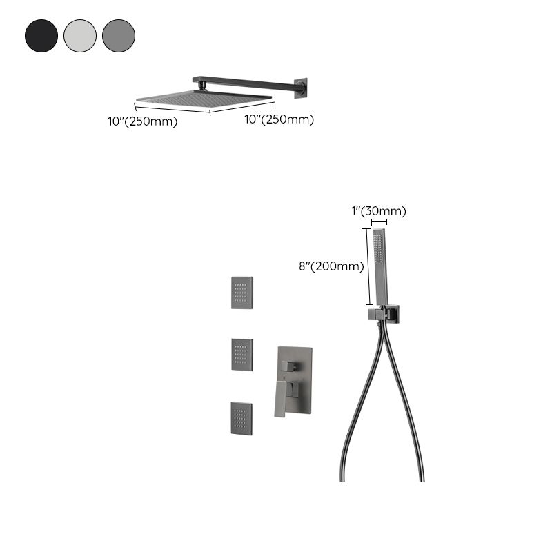 Modern Shower Faucet Brass Square Adjustable Shower Head Wall Mounted Shower Set