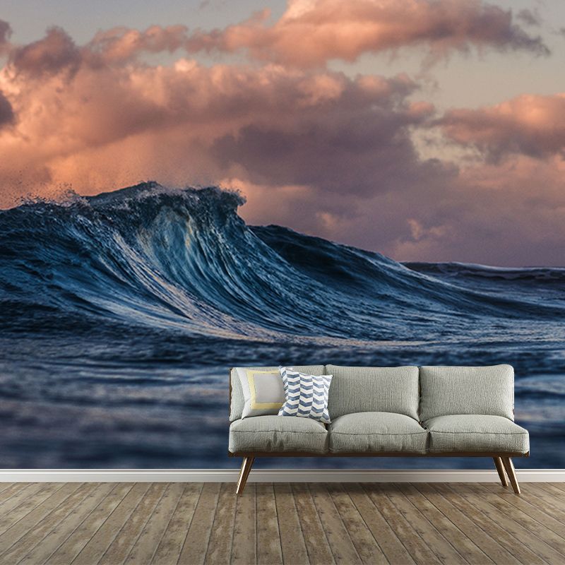 Environment Friendly Resistant Mural Wallpaper Sea Wave Living Room Wall Mural