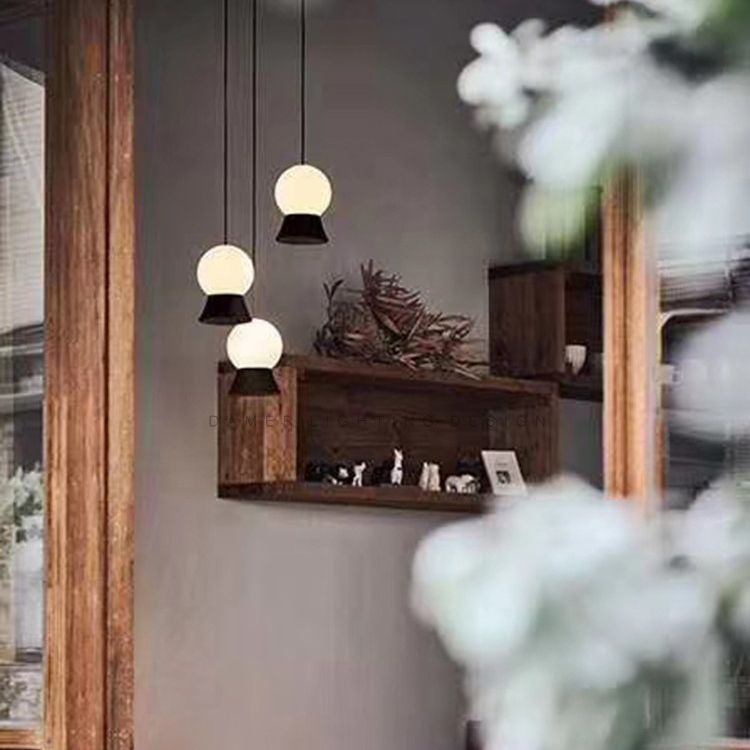 Mini Ball LED Coste Simplicidad White Glass 1 Bulbo Cena colgando Luz en negro