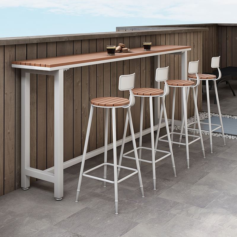 Modern Bar Table Set 1/2/5 Pieces Rectangle Wood Counter Table with Stools for Balcony