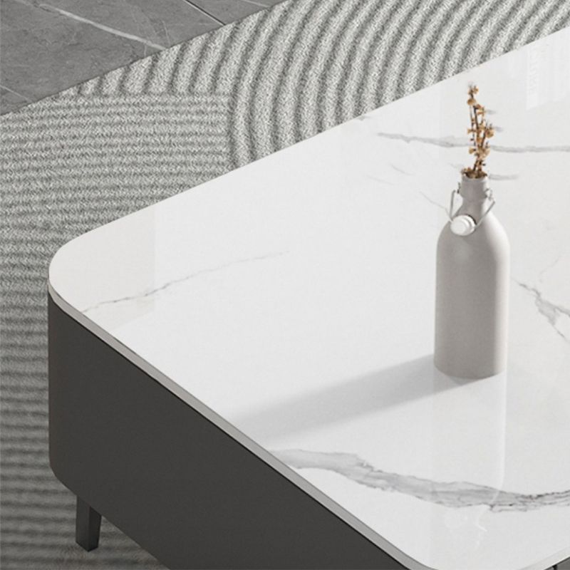 4 Legs Coffee Cocktail Table with Storage Drawers Rectangle Slate Top