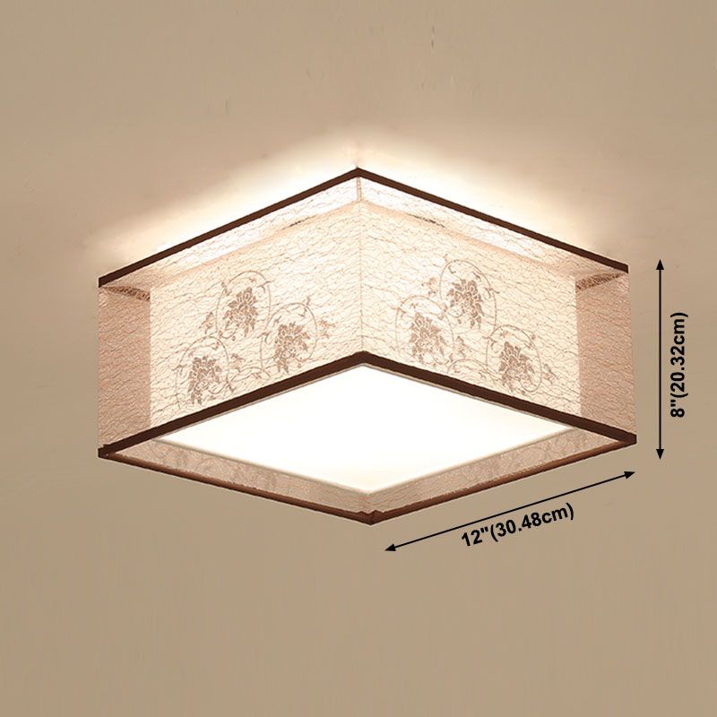12 Long Fabric Massimale Lampada Cinese Stile Flush Montaggio Lighting Fixtures per Living Room