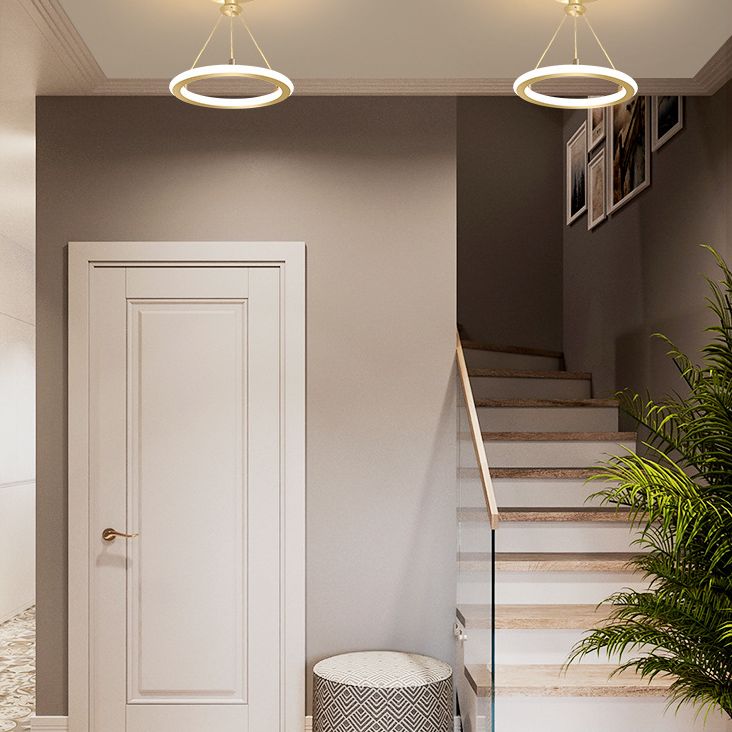 Circle Semi Flush Mount Light Metal Modern Flush Mount Ceiling Light Fixtures for Hallway