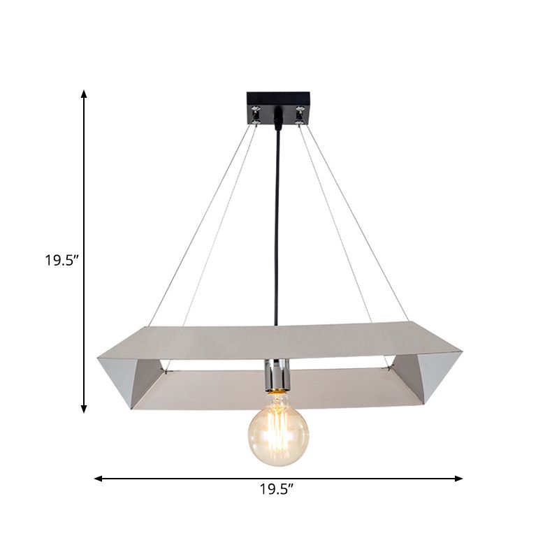 Geometric Frame Suspension Light Modern Metal 1 Light Bedroom Ceiling Pendant Lamp in White