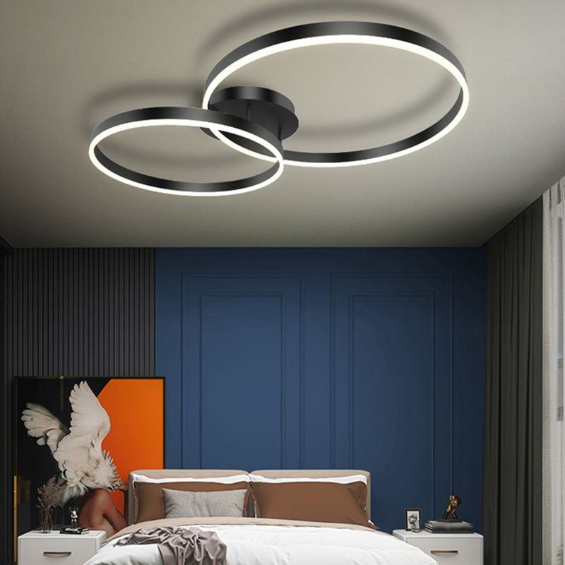 Minimalism Ceiling Light Fixture Circle Flush Mount in Black for Living Room