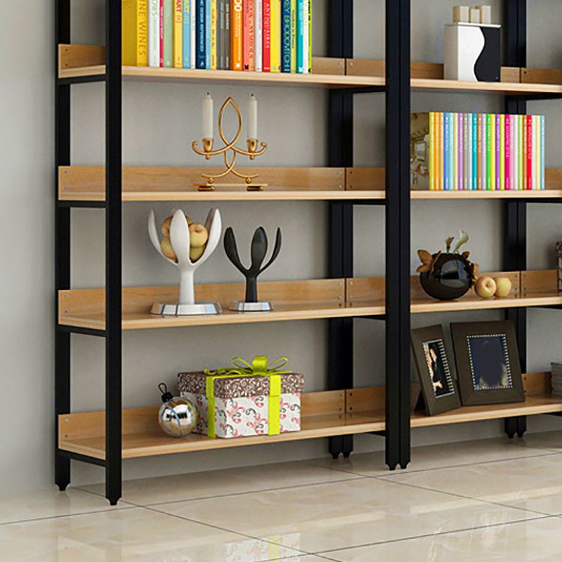 Vertical Industrial Etagere Bookshelf Steel Frame Solid Wood Shelf Bookshelf